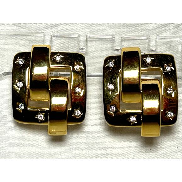 Joan Rivers Vintage Gold Plated Rhinestone Star Earrings - Picture 10 of 10